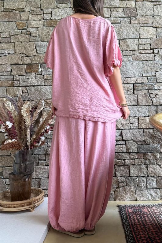 Randles Puff Sleeve Blouse Indian Pink